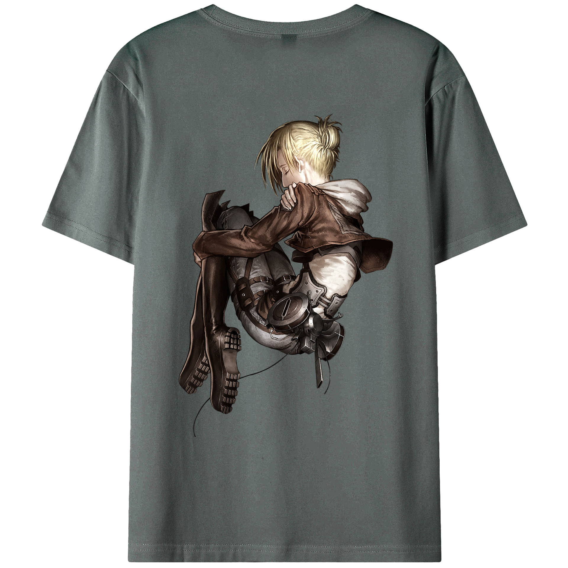（画像用） 進撃の巨人 アニ・レオンハート Attack on Titan Annie Leonhart 綿100％ メンズ半袖Tシャツ（バックプリント） 通気性